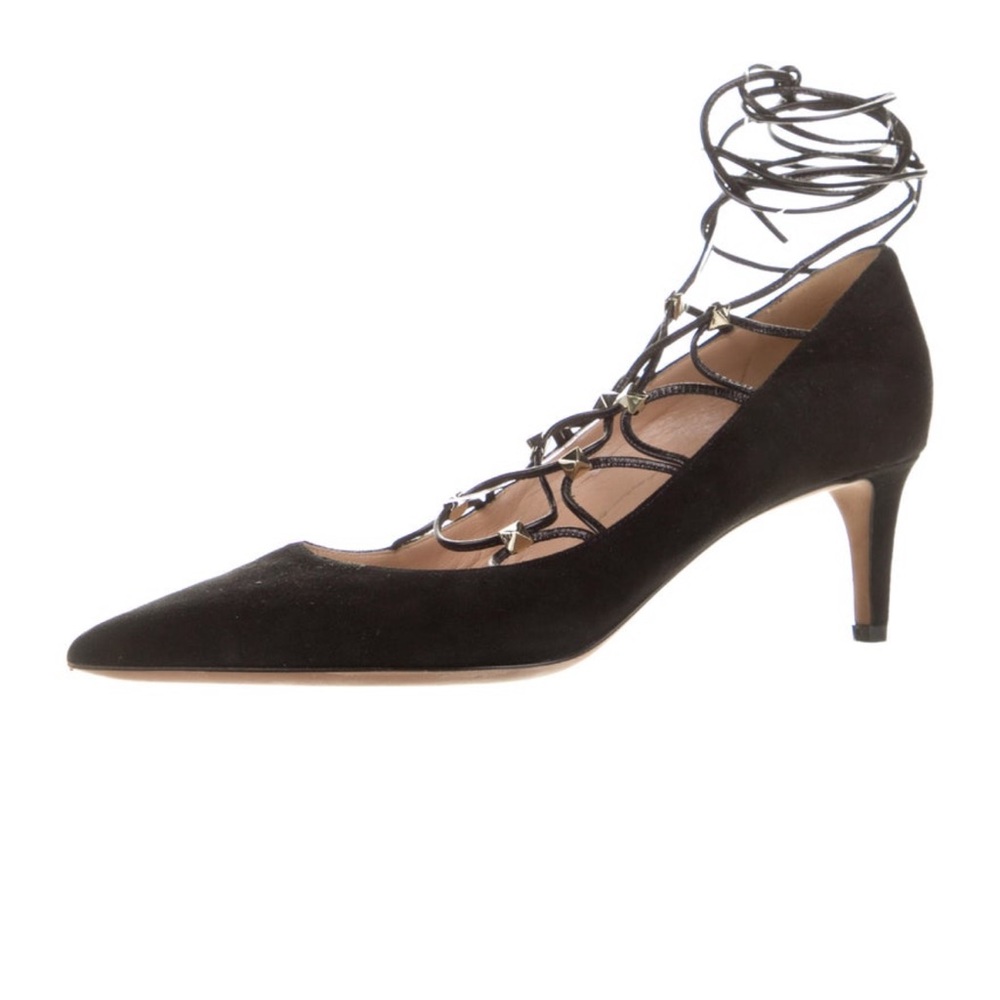 Valentino Elegant Black Lace-Up Heels